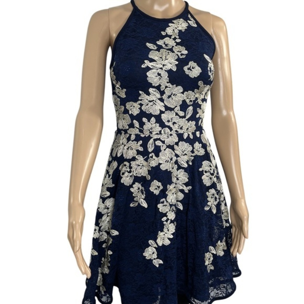Xscape Elegant Navy Floral Dress